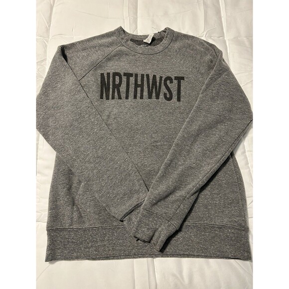 WISH YOU WERE NORTHWEST Light Gray Sweatshirt Drop Shoulder Unisex Size Small - Picture 1 of 7